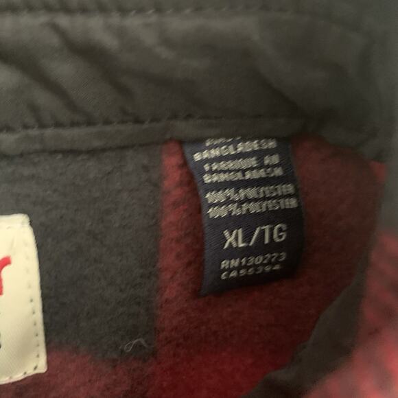 Wrangler Authentics Buffalo Plaid Fleece Shirt Mens XL Button Up Red Black Soft - Picture 4 of 6